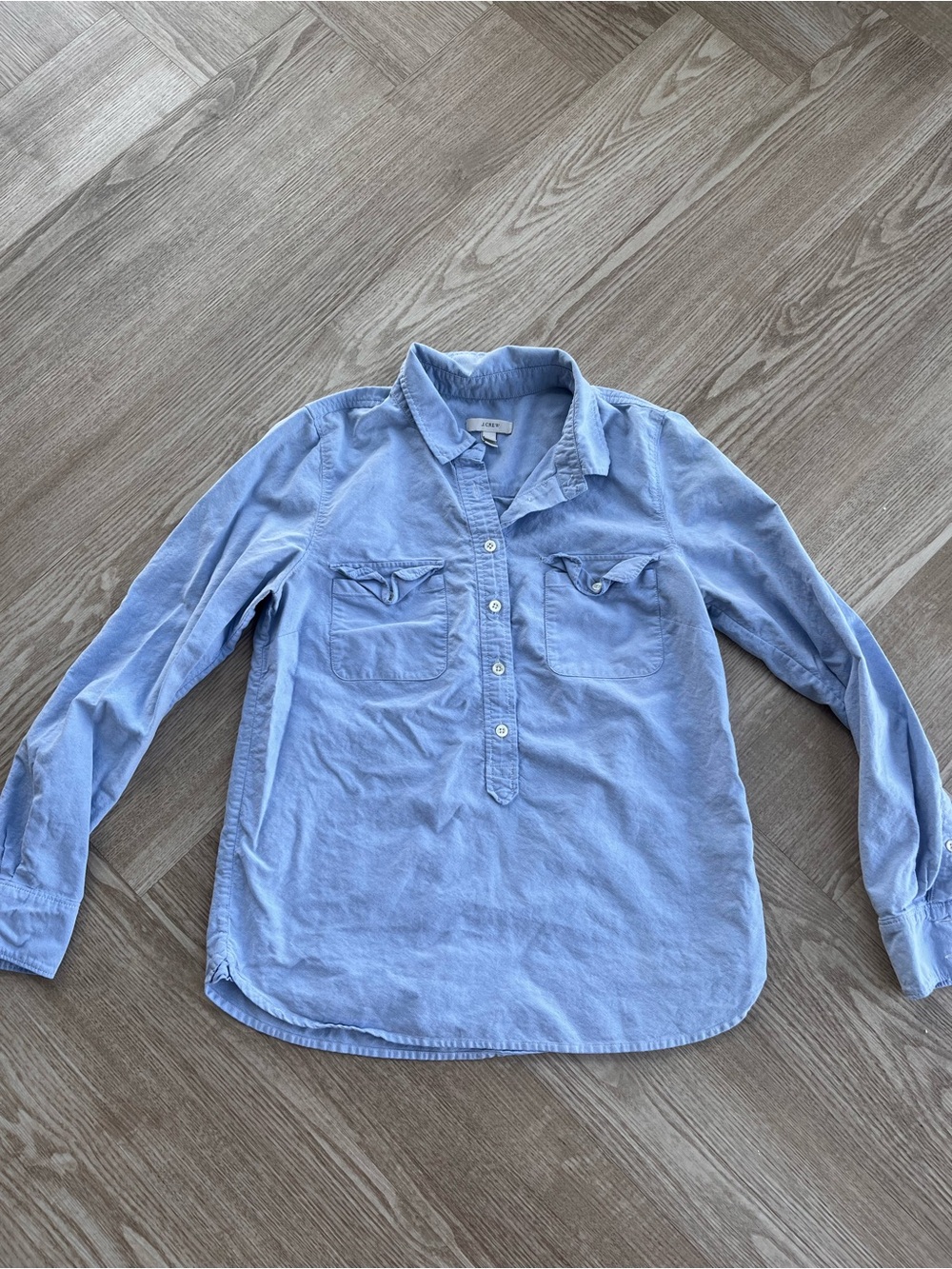 J. Crew Blue Long-Sleeve Popover Shirt S